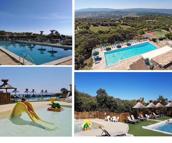 vue aérienne piscine camping des sources